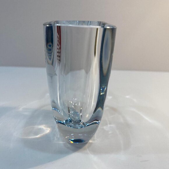 Vtg Strombergshyttan Sweden Scandinavian Glass Vase With Etched Birds ~ Signed - Picture 5 of 7
